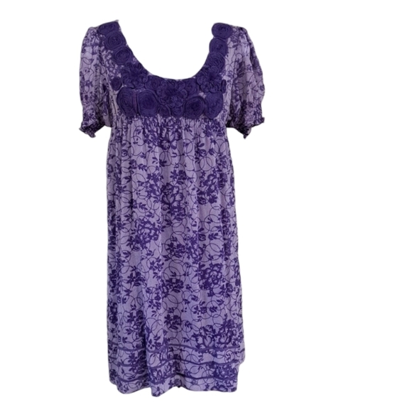 Eci New York Dress Purple Floral Print Size 8 - Picture 1 of 9